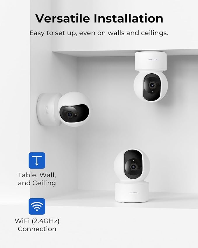 IMILAB C21 2 Pack 2.5K Security Camera Indoor, Room Camera for Bedroom 360° View, Pet Cam w/Phone App & Speaker, Indoor Cam for Dog/Kid/Baby/Elderly, Plug-in, 2.4GHz WiFi, Local/Cloud Storage