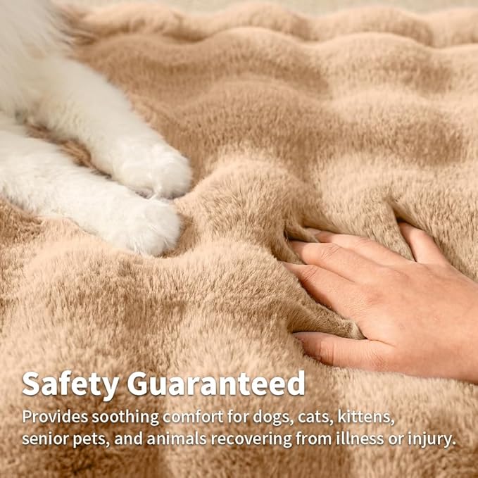 Self-Warming Cat Blanket, Dual-Side Plush Sherpa Throw with Anti-Static, Snuggle Mat for Kittens & Cats, Cozy Bed Topper for Windowsills & Couches, Machine Washable & Dryable, 21x18 Inch Coffee