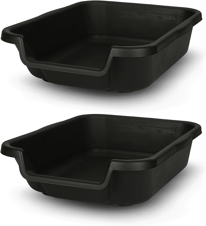 Dog Litter Box, Black Color, Small Size, Durable & Pet Safe Puppy Litter Box, Indoor Open Top Entry Dog Litter Pan, Comfortable for Dogs, Great for Small Dogs up to 6 lbs (2 Pack)