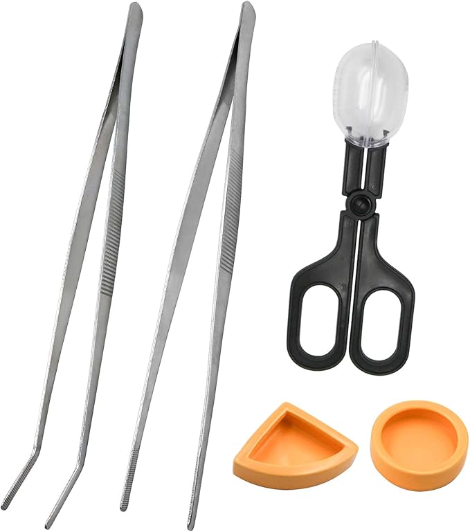 2Pcs Stainless Steel Feeding Tongs, Reptile Feeding Tweezers Long Handle Feeder Tools, Bug Feeding Clamp Cricket Tongs for Fish Aquariums, Reptiles Snakes Lizard Gecko Spider and Bird (Set 1)