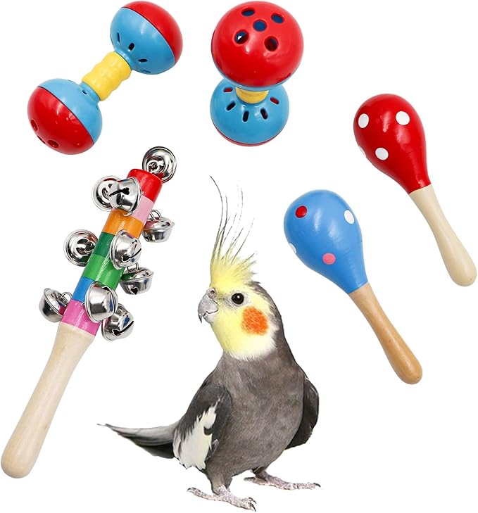 Colorful Bird Bell Toys, 5 Pack Funny Bell Toys, Bird Cage Accessories, Suitable for Chicken Bird Parrot Parakeet Cockatiel Budgies Love Birds