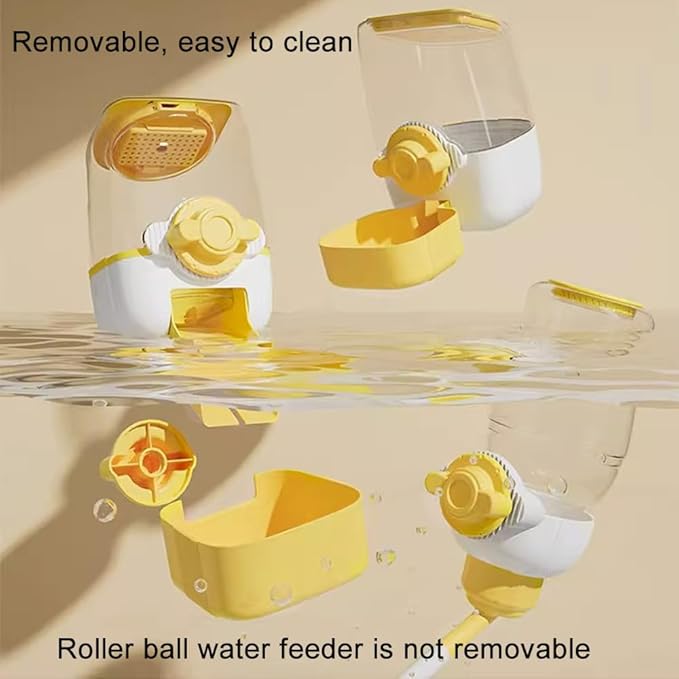 Pet Dog Cat Hanging Automatic Feeders, Auto Gravity Pet Feeder No Drip Water Set, Cage Pet Feeding Bowls Dispenser for Cats Dogs Puppy, Rabbit (Yellow)