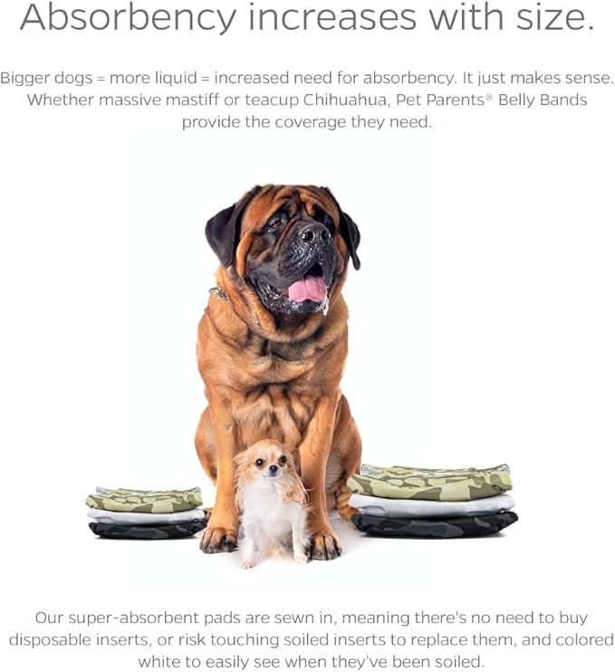 Pet Parents® Washable Belly Bands for Male Dogs (3pack) + Extendrs® of Durable Dog Diapers Male, Premium Male Dog Diapers & Dog Wraps (X-Large, Camo)
