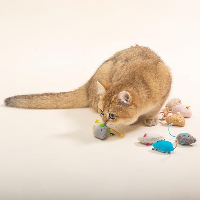 20-Pack Catnip Mouse Toys - Assorted Colors, Plush Mice with Catnip, Interactive Cat Toys for Indoor Kittens & Adults, Durable Cat Teaser Set