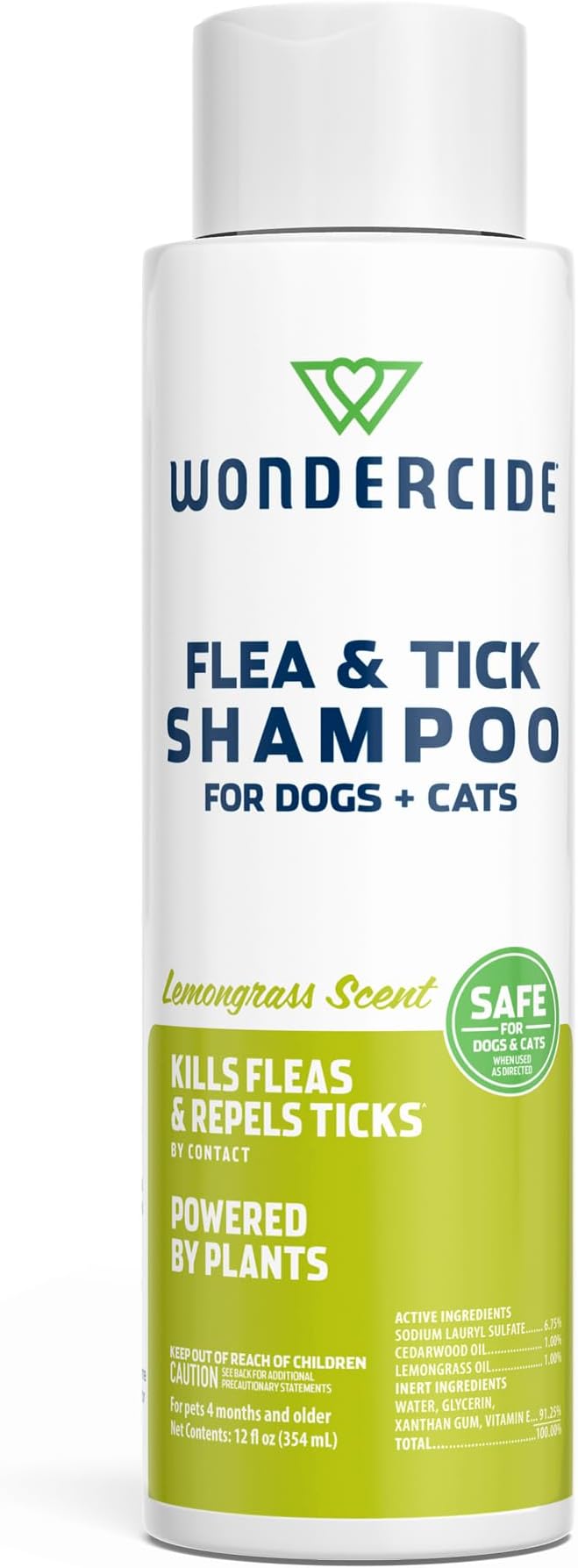 Wondercide - Flea & Tick Shampoo for Dogs and Cats - Flea and Tick Treatment with Natural Essential Oils - for Pets Over 4 Months - Powered by Plants - Lemongrass - 12 Fl oz