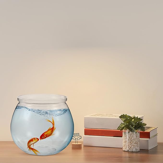 3pcs Plastic Fish Bowls Transparent Small Plastic Fish Tank Shatterproof Fishbowl Small Fish Tank Clear Round Aquarium for Betta Fish Goldfish Candy Wedding Party Favor Desktop