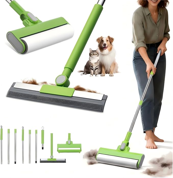 MXF Pet Hair Remover Kit - Including Carpet Rake & Large Lint Roller, 2 in 1 Pet Hair Removal Tool Cat Dog Fur Rakes Scraper Carpet Broom for Carpets, Rugs, Mats, Pet Beds