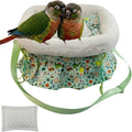 2 in 1 Warm Bird Carrier Bag, Bird Hammock Bed for Cage, Winter Travel Bag, Portable Parrot Outing Bag for Lovebird, Budgie, Conure, Quaker, Small Medium Birds (Green,Medium)