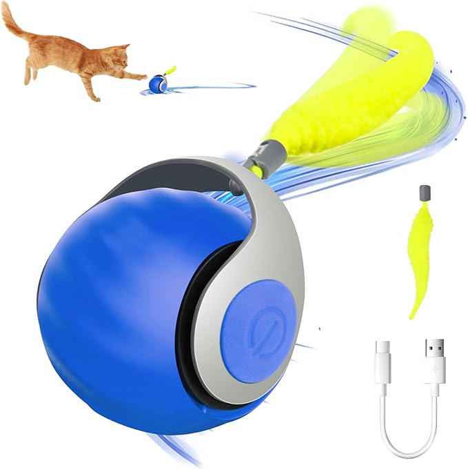 Interactive Cat Toy Ball, Automatic Interactive Cat Toys for Indoor Cats, Can be Used on Carpets, Motion Activated Toys to Keep Them Busy