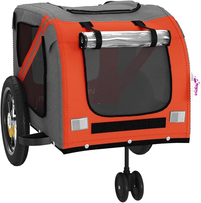 Pet Bike Trailer for Small Dogs, Durable Oxford Fabric with Weatherproof & Scratch-Resistant Design, Zippered Doors and Mesh Windows for Safe Outdoor Rides