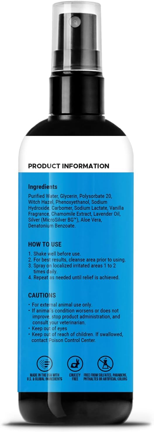 Restore + Soothe Hot Spot Spray for Dogs & Cats – Gentle Dog Skin Spray with Aloe Vera & MicroSilver BG – Soothes Itching, Hot Spots & Irritation – Dog Itch & Hot Spot Remedy for Sensitive Skin – 4oz