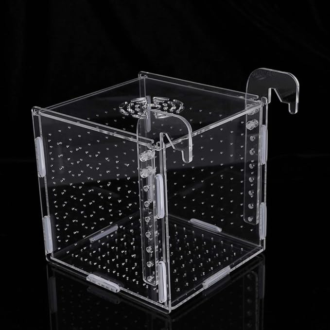 Aquarium Fish Breeding Box - Transparent Acrylic Fish Tank Hatchery Hanging Incubator for Shrimp Clownfish (Hook 151516cm)