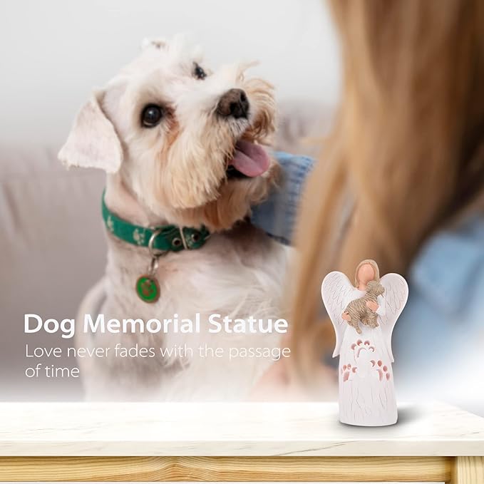 BEARAE Loss of Dog Sympathy Gift, Dog Memorial Gifts, Loss of Dog Candle Holder, Dog Passing Away Statue, Dog Angel Figurine, Pet Memorial Gifts for Dogs
