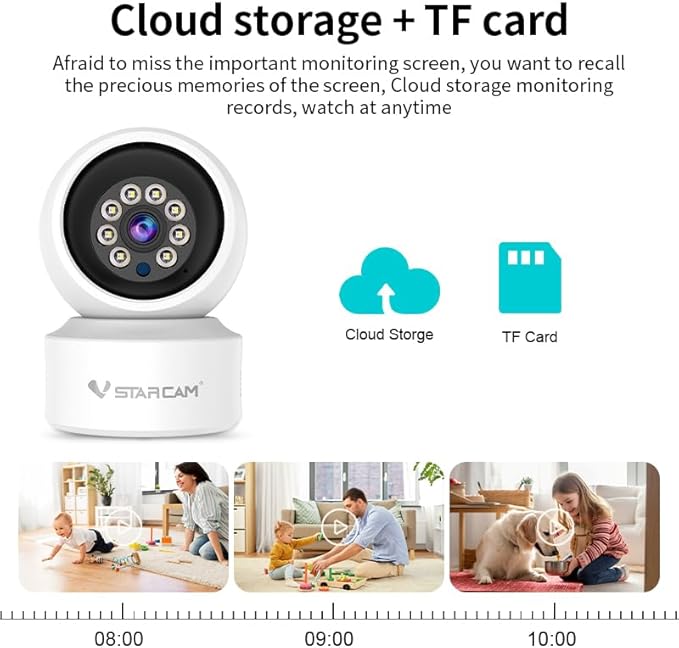 VSTARCAM Indoor Security Camera, Wireless Cameras for Home Security with Color Night Vision, 1080P HD, AI Motion Detection, 360° View Pan/Tilt, Two-Way Audio, Cloud Storage