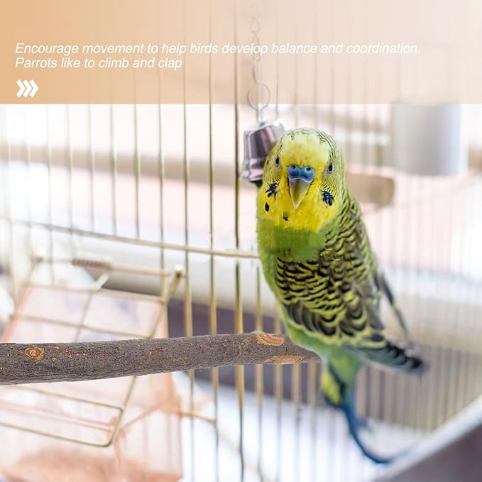 POPETPOP Parrot Perch Stand with U Shape Food Bowl Holder Wooden Bird Cage Accessory Durable Bird Feeding Station for Cage Birds and Parrots