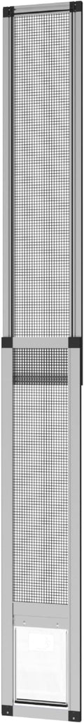 Hakuna Pets V2 Patio Pet Door Screen Insert Panel for Sliding Doors, Fits Door Track Min Ht 55.12" to Max Ht 84.25", UV Resistant Mesh, Locking Magnetic Dog Door, Easy Install and Removal,Small,Silver