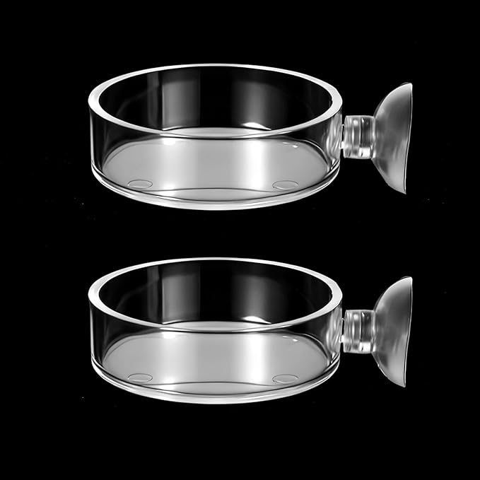 2 Pcs 60mm Fish Tank Feeder Dish, Clear Acrylic Aquarium Shrimp Feeder Dish with Suction for Aquarium Tanks Feeding
