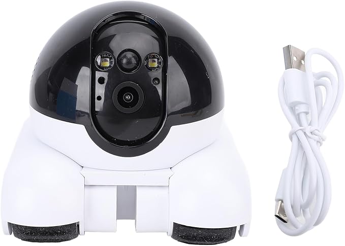 Bewinner Smart Security Camera, 2MP Double Lens Home Baby Pet Monitor with Wheels, Two Way Audio, 1080P WiFi Movable Cat Dog Camera, One Key Following & Remote Control
