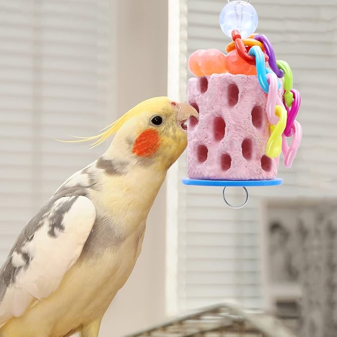 Wontee Bird Beak Grinding Parakeet Treats Bird Calcium Chewing Toy for Budgies Parakeet Cockatiel Conure Hamster (Random Color) (Small (1 pc))