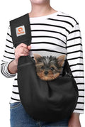 Tomkas Small Dog Sling Carrier - Adjustable Strap & Zip Pocket - Suitable for Puppies (Black)