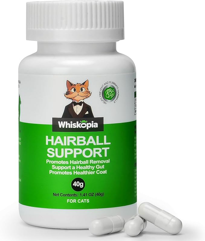 Hairball Relief for Cats, Cat Hairball Remedy, Cat Hairball Control with Psyllium Seed Husk and Vitamins, Helps Eliminate & Prevent Hairballs, Supports Healthy Digestion & Coat, 50 Capsules