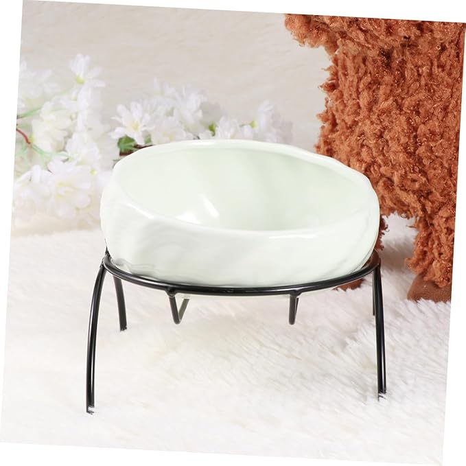 Smooth Ceramic Pet Bowl Iron Frame Rack Cat Feeder Dog Bowl Pet Food Feeding Dog Feeder Cat Feeding Watering Supplies