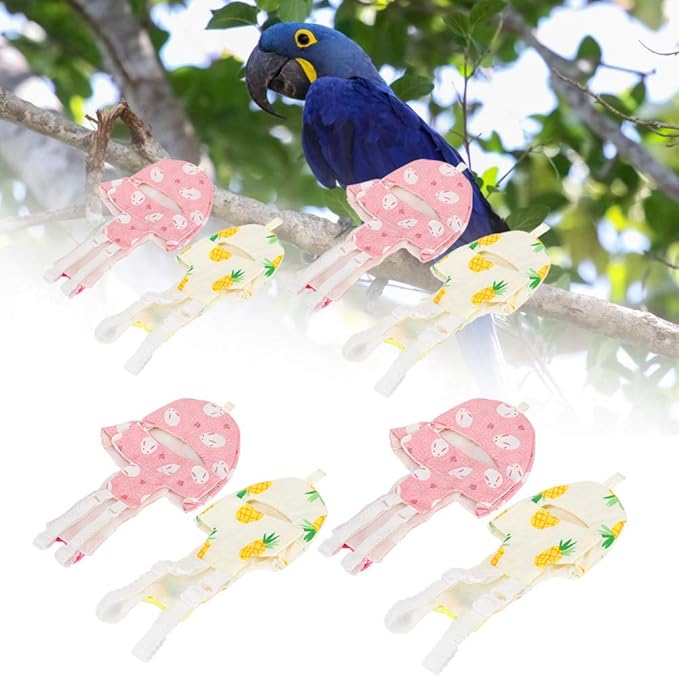Pet Bird Cute Diaper, Parrot Diaper Flying Costume Reusable Diapers Bird Diapers Flight Suite for Parrots Pigeons Pet Supplies (M Yellow)