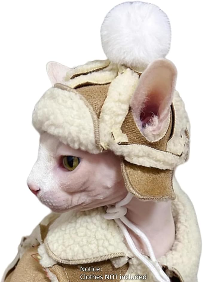 Cat Hats for Cats Only, Warm Cat‘s Beret Hat with Ear Holes, Pilot Cap Tiny Pets Party Costume, Cat Headwear Mini Hat SnugFit Sliding Toggles for Best Fit (Classic, Small (4-9.9 lbs))