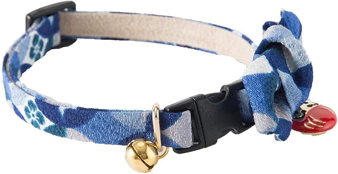 Necoichi Daruma Charm Bow Tie Cat Collar (Blue)