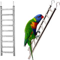 Stainless Steel Bird Ladders 9-Step Parrot Ladder Hanging Bird Cage Climbing Toys with Hooks Birds Exercise Toy for Parakeets, Parrots, Cockatoo，Rust-Resistant and Easy to Clean (1 PCS)