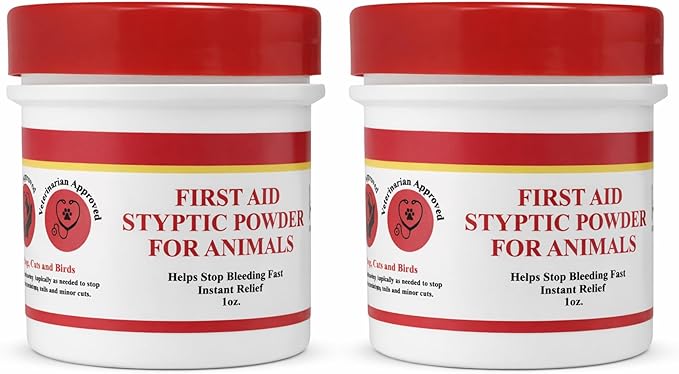 G.B.S Styptic Powder for Animals – Fast-Acting Blood Stop for Dogs, Cats, Birds & Small Pets – First Aid Powder for Nail Bleeding, Minor Cuts & Grooming – 1 oz, Pack of 2