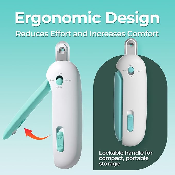 Cat Nail Clippers with a Removable Debris Collector, Adjustable Size, Built-in Hidden Nail File, Round Hole Blade, Safe Home pet Grooming Tool