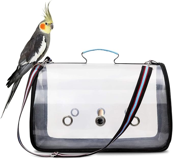 VIDECOR Pet Birds Bag, Lightweight Bird Carrier PVC Transparent Travel Cage Foldable Ventilation Pet Bird Travel Backpack Breathable Bird Travel Cage Portable Travel Bird Cage,C