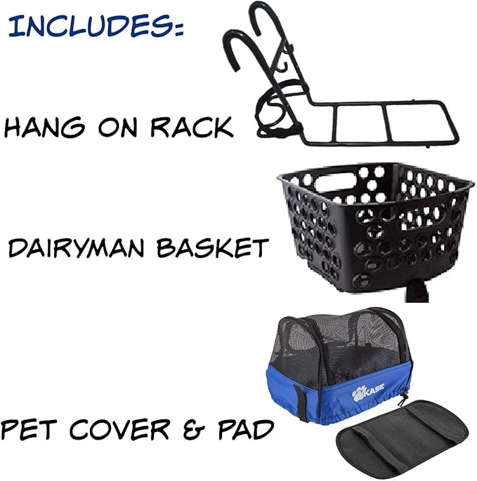 Bicycle Front Basket Pet Kit to Ride with Your Small pet! Universal fit on Most Bikes, Suitable for Pets 10lbs and Under. Keeps Your Dog Cool with Maximum Airflow!