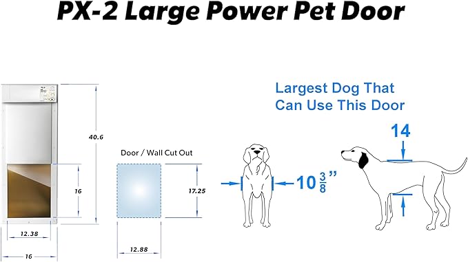 Power Pet Automatic Electronic Pet Door by High Tech Pet - Pet Operated Dog Door, High Security, Air Tight, for Large-Sized Dogs 30-100 lbs. (12 1/4" x 16" Pet Opening), Easy Door Install - PX-2W