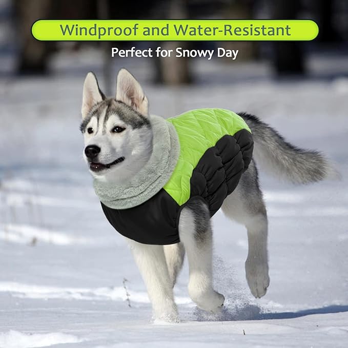 Lelepet Dog Coat Warm Dog Winter Coat Waterproof Dogs Jacket with Harness Built in Reflective Pet Fleece Vest Zip-Up Cold Weather Coats for Extra Large Dogs Turtleneck & Windproof Coats Great Dane 3XL