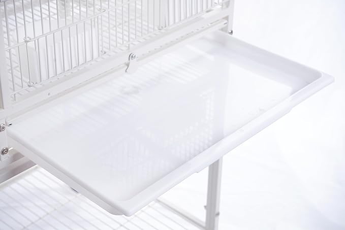 1F/2F/3F Stackable Center Divided Breeder Breeding Bird Flight Double Rolling Cage for Aviaries Canaries Cockatiels Lovebirds Finches Budgies Small Parrots. (White Vein, 1F)