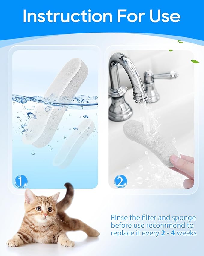 6 Pack Charcoal Pet Water Fountain Filters for W600 Dog Water Bowl Dispenser, Compatible with W600 Model, Removes Odors, Heavy Metals, and Pet Hair