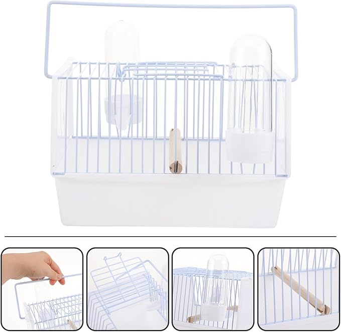 Toyvian Portable Small Bird Carrier Cage with Handle Lightweight Wire Parrot Carrying Cage for Travel Hiking Camping Trips