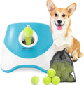 Automatic Dog Ball Launcher – 12 ETPU Balls & Bonus Collapsible Bowl, 3 Distance Settings (20ft/33ft/46ft), Smart Fetch Toy for Small & Medium Dogs, Indoor/Outdoor Use (Blue)