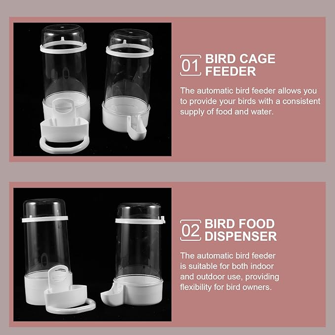 2pcs Automatic Bird Feeder and Waterer for Cage Small Parrot and Cockatiel Food Dispenser Bottles Bird Feeding Watering Supplies