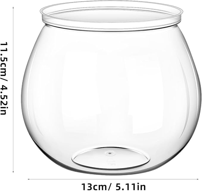 1 Gallon Transparent Plastic Fish Bowl Small Round Aquarium for Goldfish Turtles Tabletop Fish Tank Office Home Decor