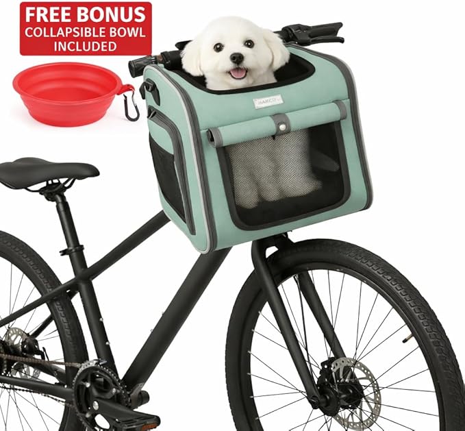 New Dog Bike Basket - Premium Dog Basket for Bike, Secure Pet Basket for Rides with Safety Strap, Dog Carrier Backpack Carrier with Dog Bowl by Luniko Shop (Blue)