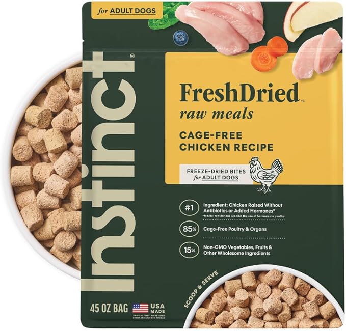 Instinct Freeze-Dried Meals, FreshDried Bites, Natural Dog Food, Grain-Free - Cage-Free Chicken, 45 oz. Bag