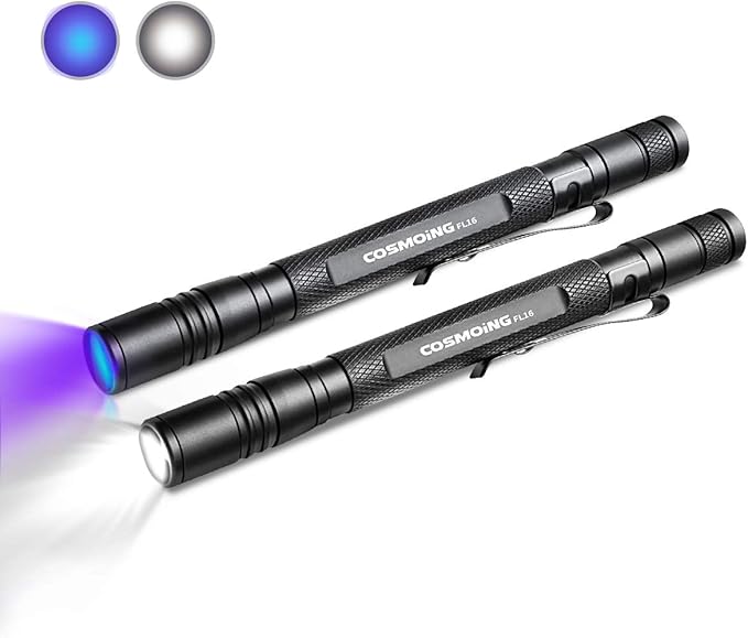 UV Flashlight, 395nm Black Light Pen, LED IPX4 Waterproof Urine Detector for Pet Urine, Cat Dog Stains, Bed Bugs, Night Fishing, Travel