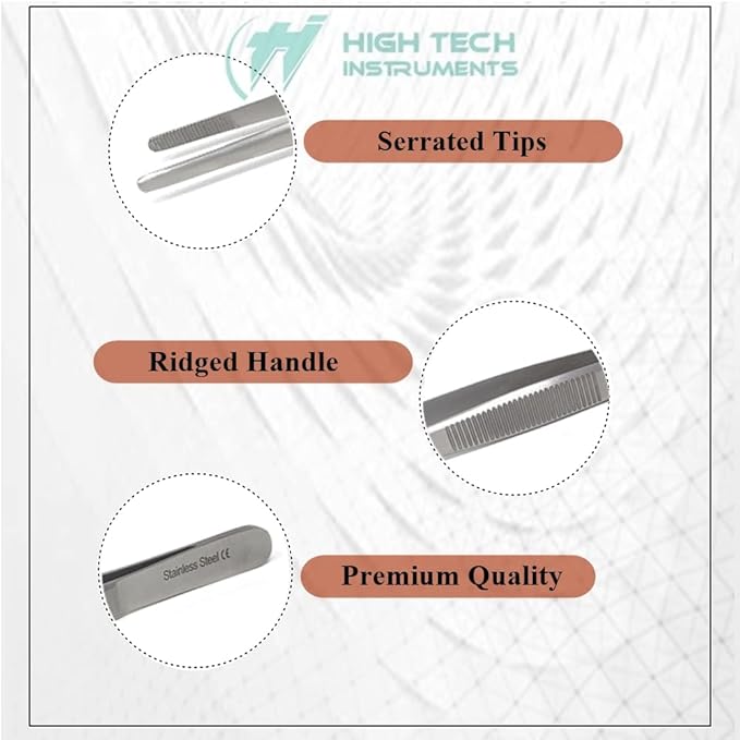 Reptile Feeding Tongs Straight Aquarium Tweezers Anti-Rust Thickened Stainless Steel Forceps, for Terrarium, Fish Tank, Snakes/Lizards/Gecko, Planting By HTI (5")
