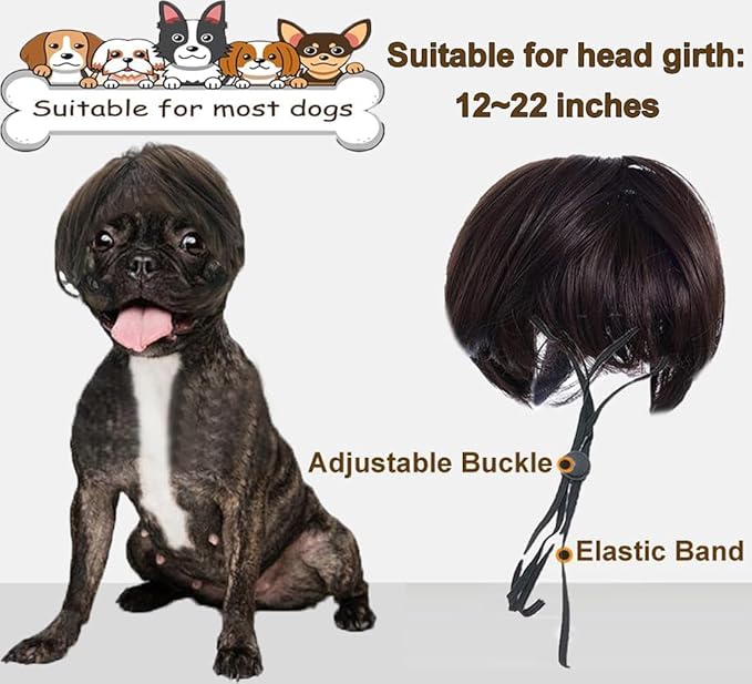 Popular Human-Style Hair Wigs Funny Pet Wig – DIY Haircut & Adjustable Fit – Cat & Dog Costume for Halloween, Party, Photo Shoots – Fits 5kg-50kg Pets