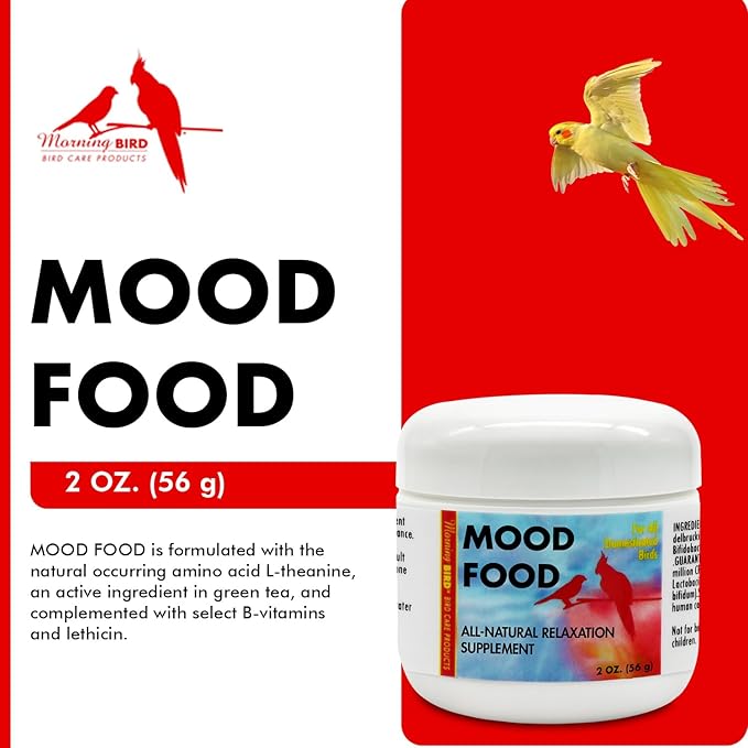 Morning Bird Mood Food 2 oz – Natural Calming Supplement for Birds – Non-Sedating Formula – Helps Reduce Stress, Aggression & Feather Plucking – Gentle Support with Amino Acids & B Vitamins