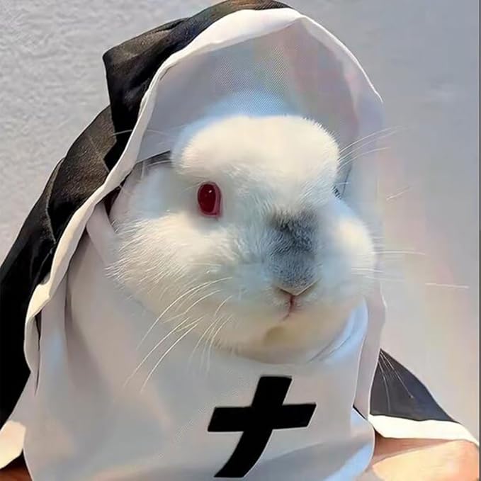 Cat Costume Nun Dress, Nun Dog Costume, Funny Halloween Cloak Outfit for Cat Small Medium Dogs, Cosplay Apparel for Photoshoots Parties Social Media, Adorable Pet Clothing (Black, Large)
