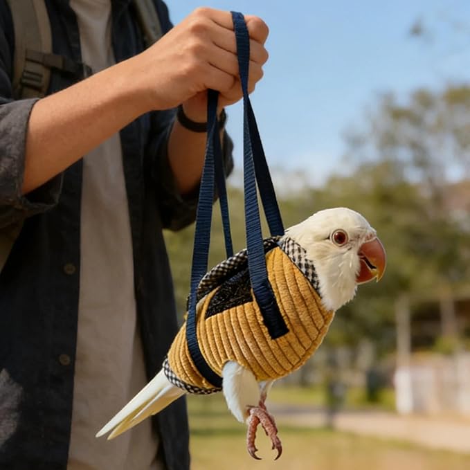 DRESSO Portable Bird Traval Carrier Bag, Escape Resistant Outdoor Harness Vest for Small Medium Parrots, Cockatiel, Budgie, Random Color(Small)
